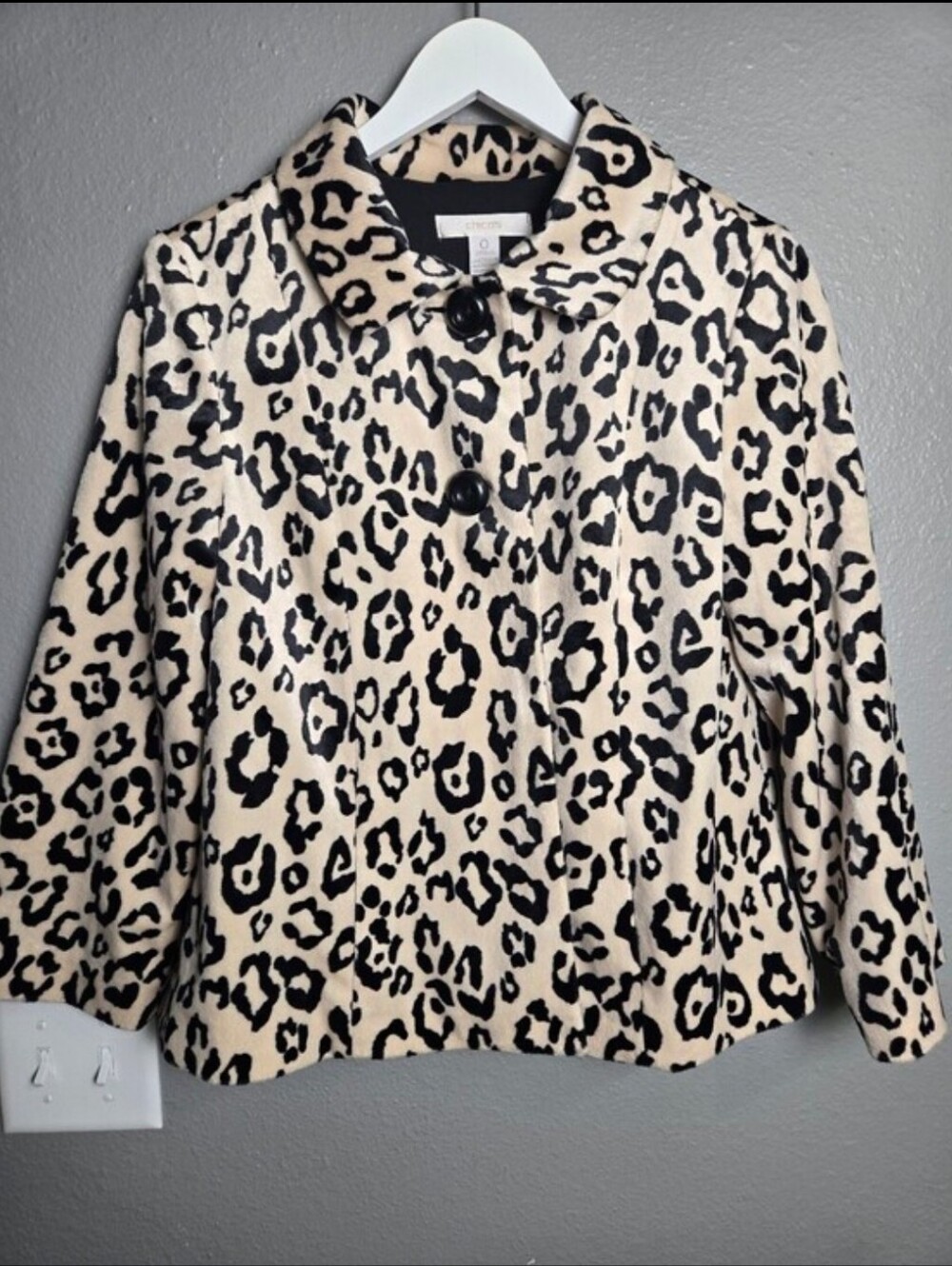 Chico's Leopard Print Faux Fur Jacket Size Small